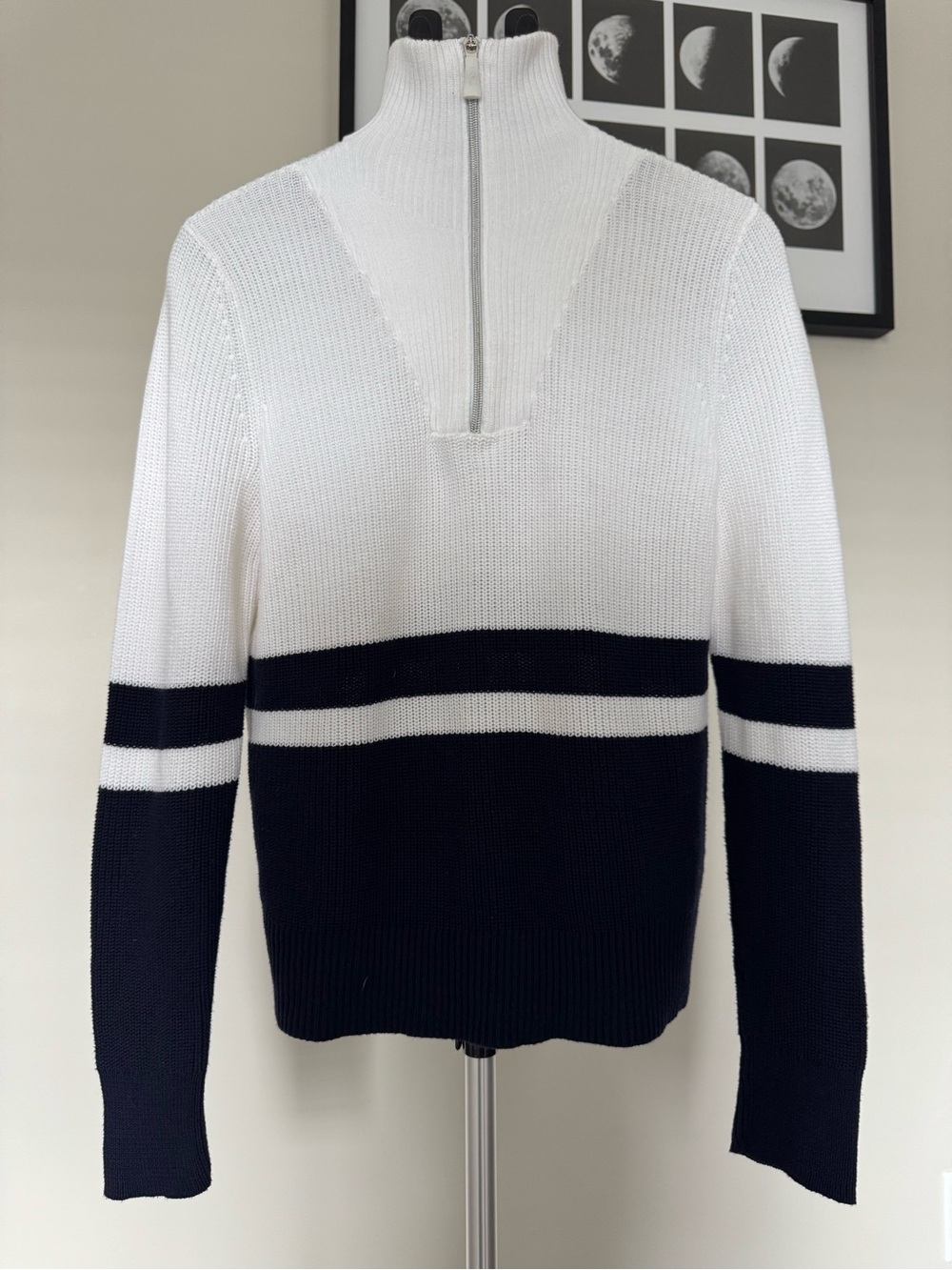 Lauren Active by Ralph Lauren Half-Zip Colorblock Women's Sweater - White & Navy